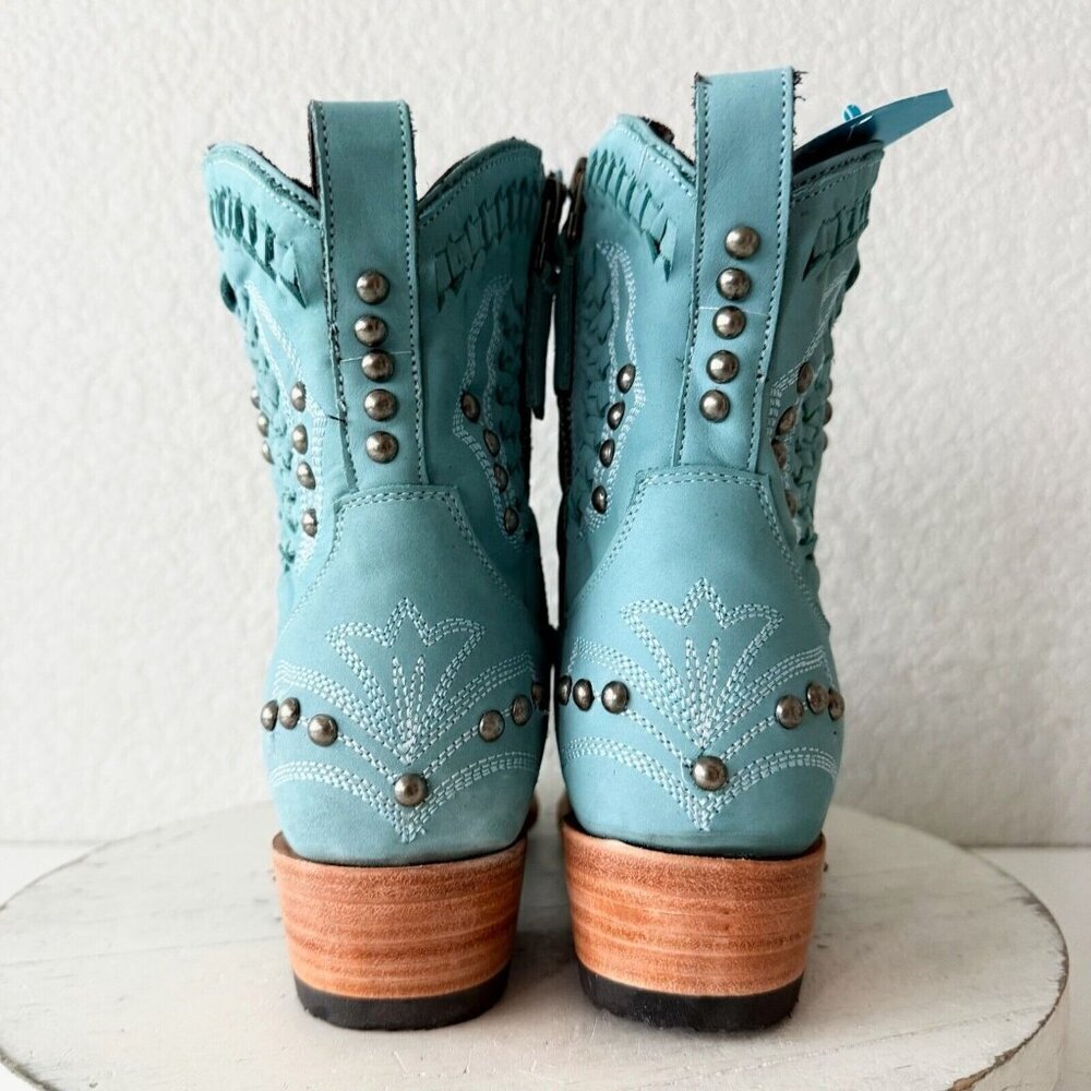 Lane COSSETTE Womens Cowboy Booties 6.5 Western Cowgirl Blue Short Ankle Boots - Picture 4 of 13